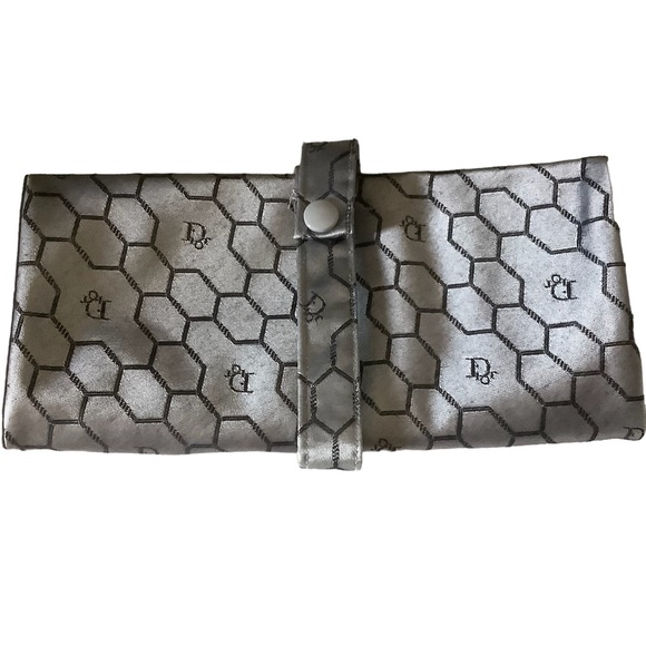 Dior vintage silver jewelry roll organizer hanging holder 3 zipper pockets - Picture 1 of 11